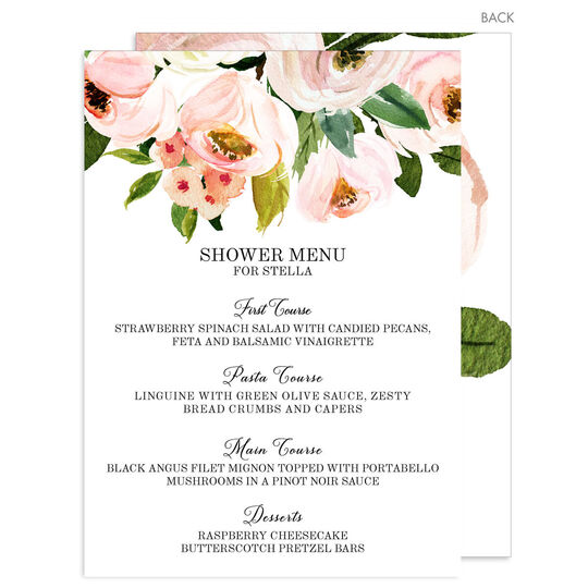 White Pink Bouquet Menus